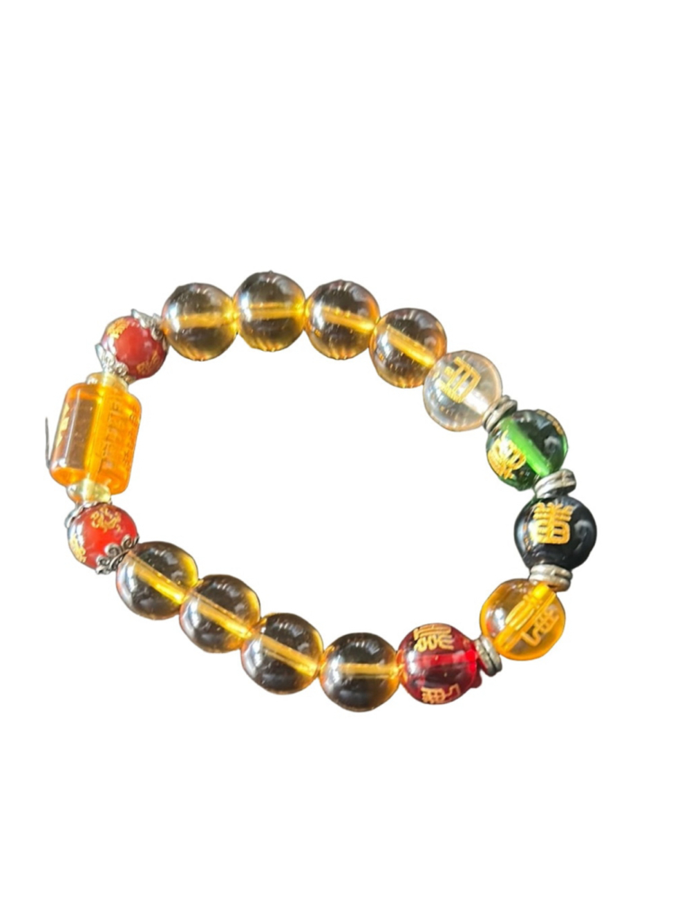 Citrine god of wealth feng shui Beaded Bracelet with Chinese Characters